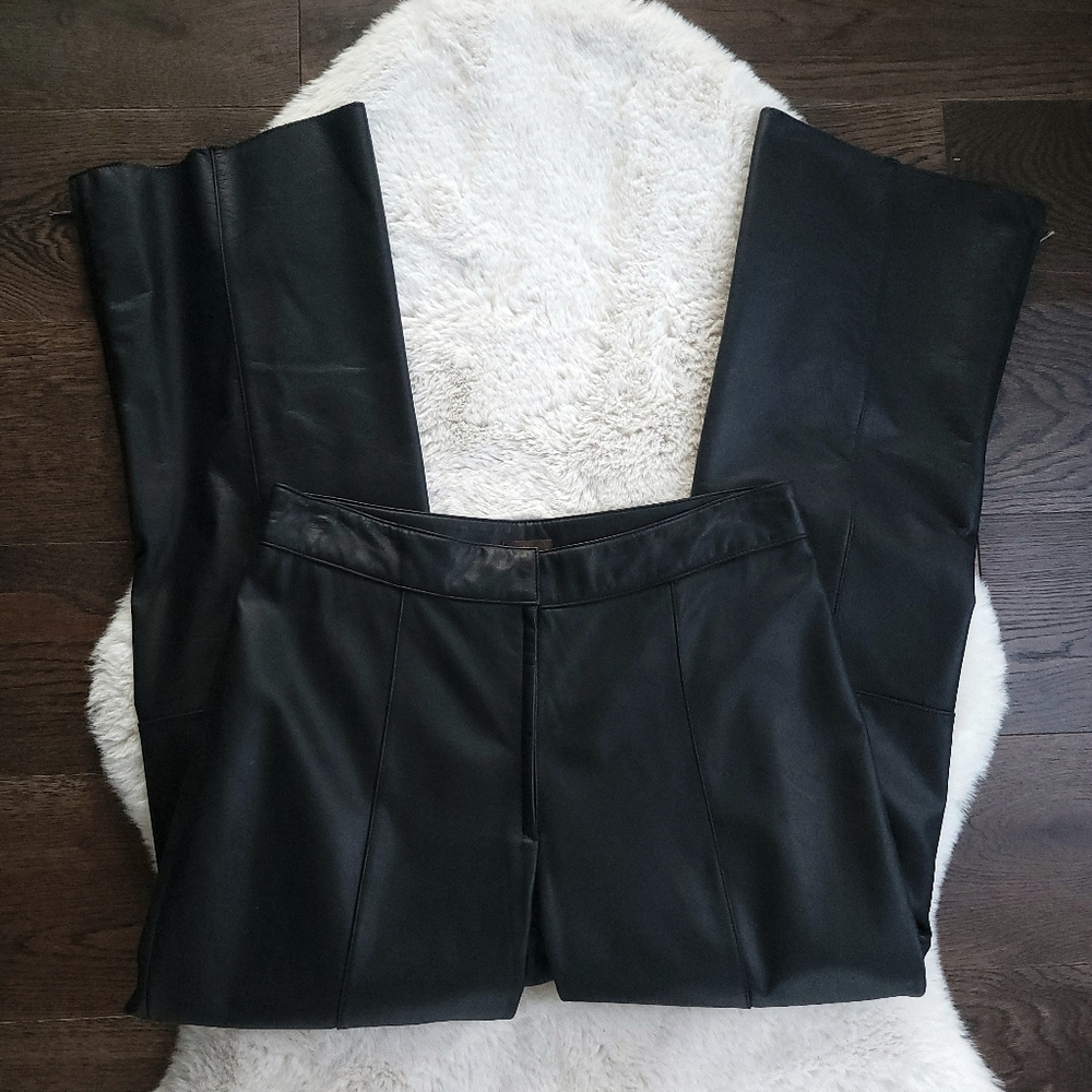 Vintage Danier Y2K Patchwork High Rise Wide Straight Leg Crop Leather Pants - Picture 1 of 10